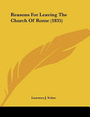 Reasons For Leaving The Church Of Rome (1835)